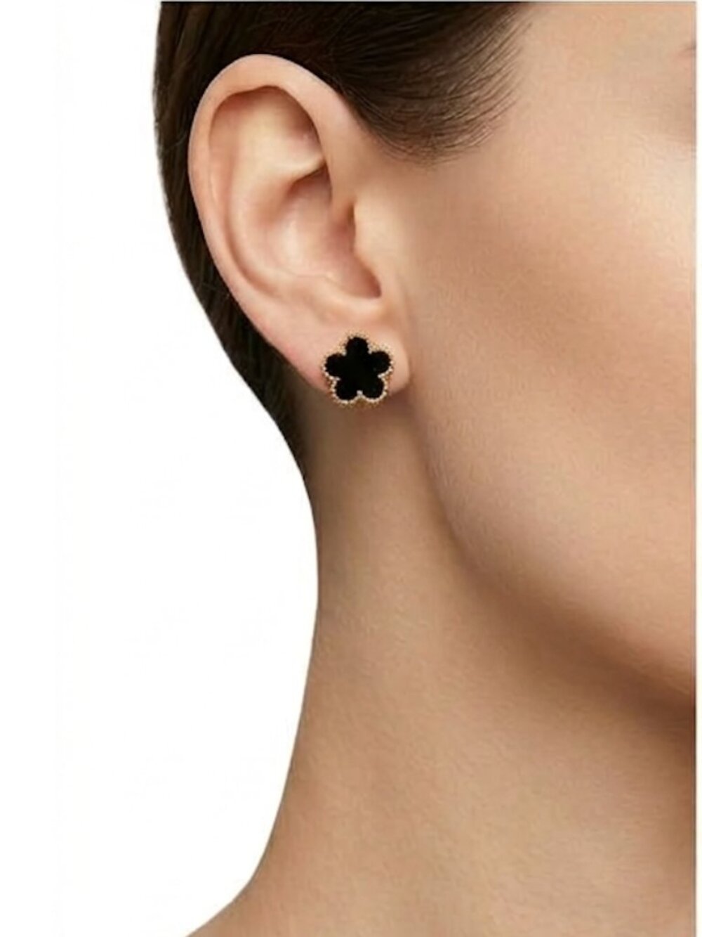 18K Yellow Gold Plated Black Onyx Earrings